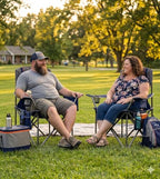 2 Pack Padded Oversized Camping Chair Heavy Duty for Adults (Twin Pack / Blue)