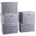 Large Storage Boxes with Lids [5 (Gray / Large(5-Pack))