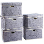 Large Storage Boxes with Lids [5 (Gray / Large(5-Pack))