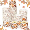 50Pcs Fall Snack Cups Football Pumpkin Maple Leaves Disposable Paper Bowls Autumn Decorative Ice Cream Dessert Soup Bowls for Thanksgiving Party Supplies Hot Cold Drinks