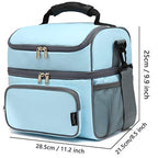 Double Layer Cooler Insulated Lunch Bag Adult Lunch Box Large Tote Bag for Men (Light Sky Blue)
