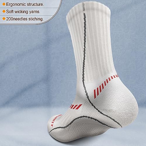 Men 6 Pack Athletic Compression Crew Socks for Running Gym Sports (7-8 / Black/White 3715)