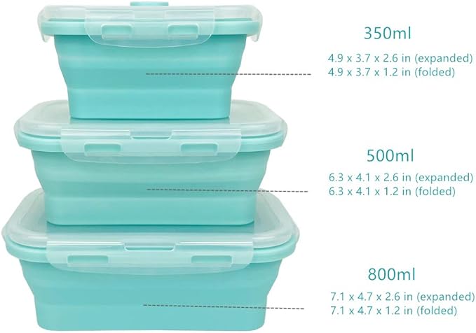 CARTINTS Silicone Collapsible Food Storage Containers-Prep/Storage Bowls - Image 2