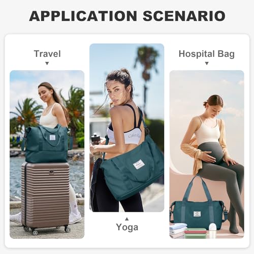 Travel Duffle Bag Carry On Weekender 18x14x8 Gym Work Bags for Women Men (A15-Peacockblue-expandable / Large)
