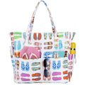 Waterproof Beach Tote Pool Bags for Women Ladies Extra Large Gym Tote Carry On Bag With Wet Compartment for Weekender Travel (Slipper)