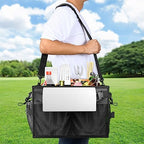 Grill Caddy Foldable BBQ Caddy with Paper Towel Holder (Black)