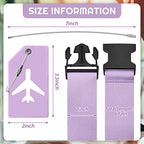 8 Pcs Luggage Straps Suitcase Tags Set for TSA Approved (Light Purple / Airplane)