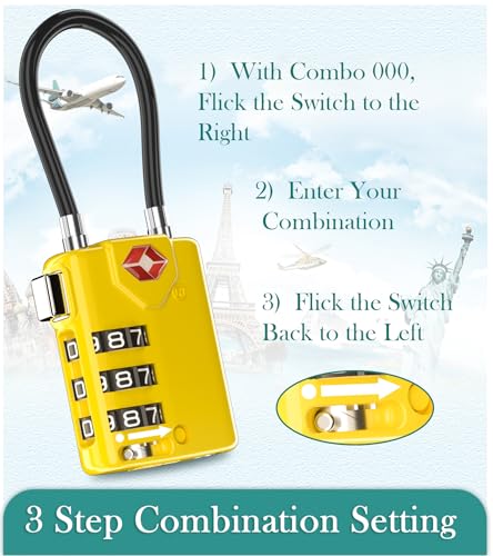 TSA Approved Luggage Locks (1.4*0.72*3.54 in / Yellow 2 Pack)