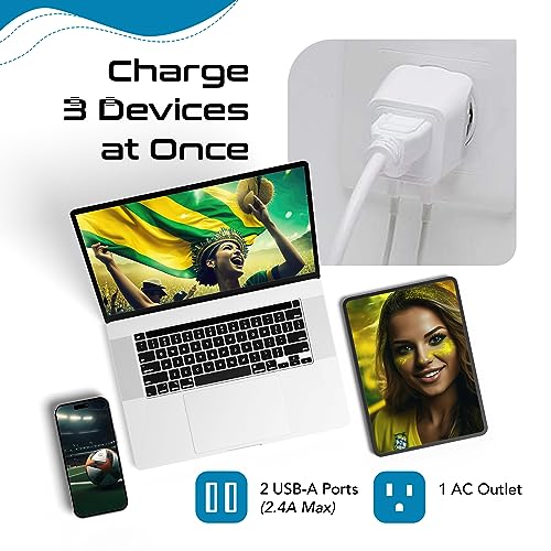 Brazil Travel Adapter Plug With Dual USB (Pearl white)