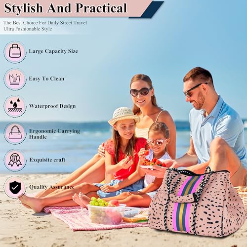 Neoprene Multipurpose Beach Bag Tote Bag (Pink 1 / Large)