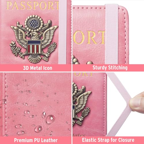 Passport Holder for Travel Women (Hot Pink)