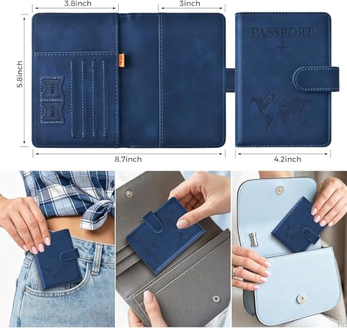 3 Pack Passport Holder + 2 PVC Covers (Dark Blue)