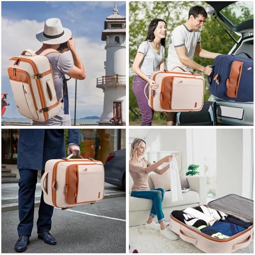 40L Expandable Travel Backpack (Beige / 20 inches)