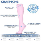 Compression Socks for Women & Men Circulation (Large-X-Large / 35 Purple/Pink/Pink)