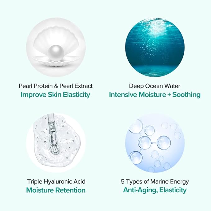 JMsolution Marine Luminous Pearl Deep Moisture 3 Step Skin Care Face Mask - Korean Skincare Facial Mask - boosting Brightening Moisturizing-10 Sheets for Dry Skin