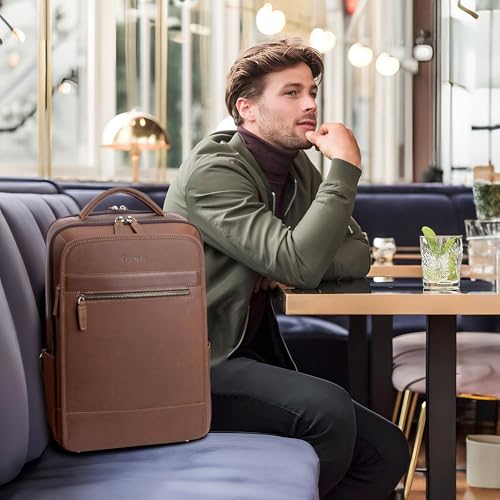 Leather Laptop Backpack (Brown)