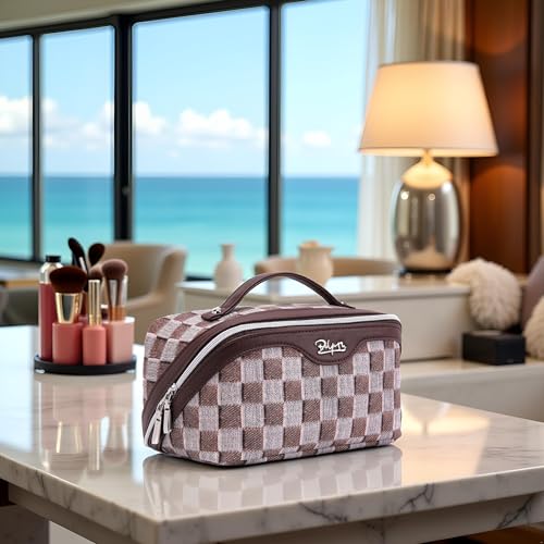 Travel Makeup Bag Cosmetic Bags for Women (D-3-Brown)