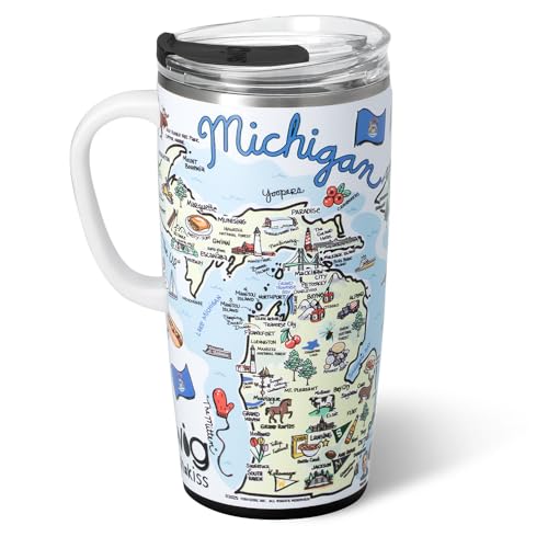 22oz Insulated Travel Mug with Handle & Lid (Michigan / 22 Ounces)