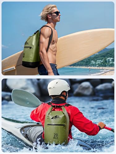 Waterproof Dry Bag Backpack with Zippered Pocket (Green / 30L)