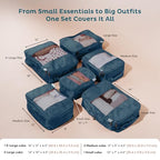 6 Pack Large Compression Packing Cubes for Travel (Teal / 6 Pack)