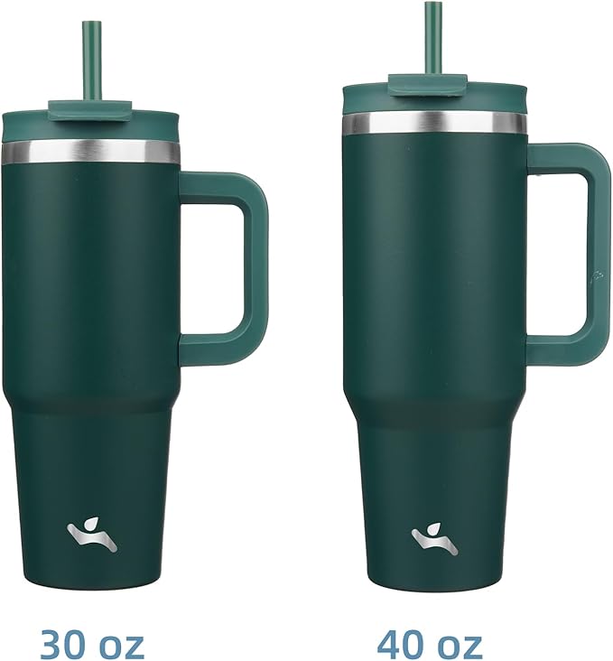 30 oz Tumbler with Handle and 2 Straws, 2 in 1 Lid Insulated Water Bottle - Image 3