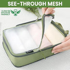 6 Set Ultralight Compression Packing Cubes Packing Organizer for Travel Accessories Luggage Suitcase Backpack (Matcha Green70D / Mesh Pattern)
