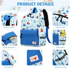 Lightweight Waterproof Toddler Backpack Boys Rescue Vehicle Blue (Colorful Rescue Vehicles Light Blue)