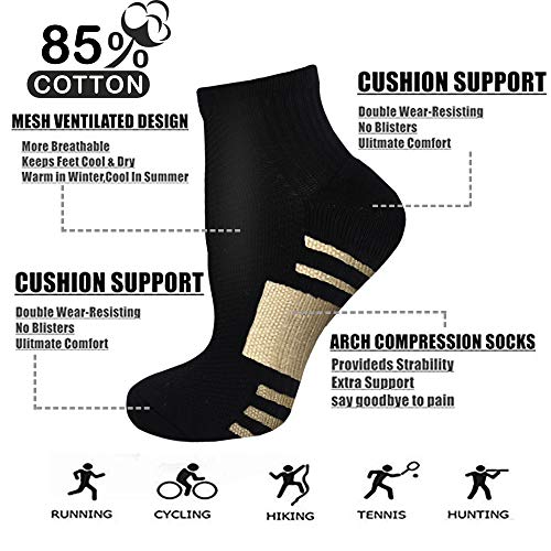 Copper Ankle Compression Socks (Small-Medium / A01-5 Black)