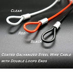 1/8"(3mm) Wire Diam Stainless Steel Cable Eyelets Loops Short Rope Lanyard Safety Tether Chain Lock with Vinyl Coated Cover, 15Pcs 8" Long Black (8 inches - 15 Pcs / Black-B)