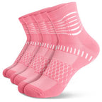 Ankle Compression Socks Women Men Plantar Fasciitis Relief 3 Pairs (Large / Pink(3 Pairs))
