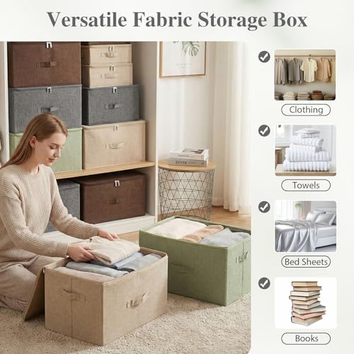 Fabric Storage Bins with Zipper Lids (Gray / Large (Pack of 1))