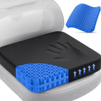 Gel Seat Cushion for Long Sitting (Black & Blue / 17.5×16.5×2.2 Inch)