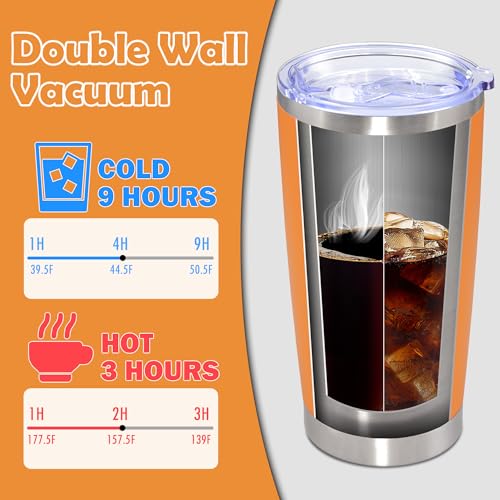 20oz Tumbler Stainless Steel Tumbler Coffee Tumbler with Lid Orange (Orange)