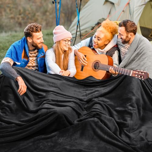 Fleece Blanket Oversized King 120x120 (Black / 1 Piece Oversized King(120" X 120"))