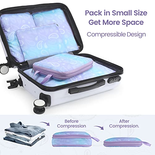 Compression Packing Cubes for Travel (07 Blue Purple Gradient / 5-Piece Set)