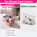 Clear Hard Shell Zipper Cases (Pink / 6 Pack (2L+2M+2S))