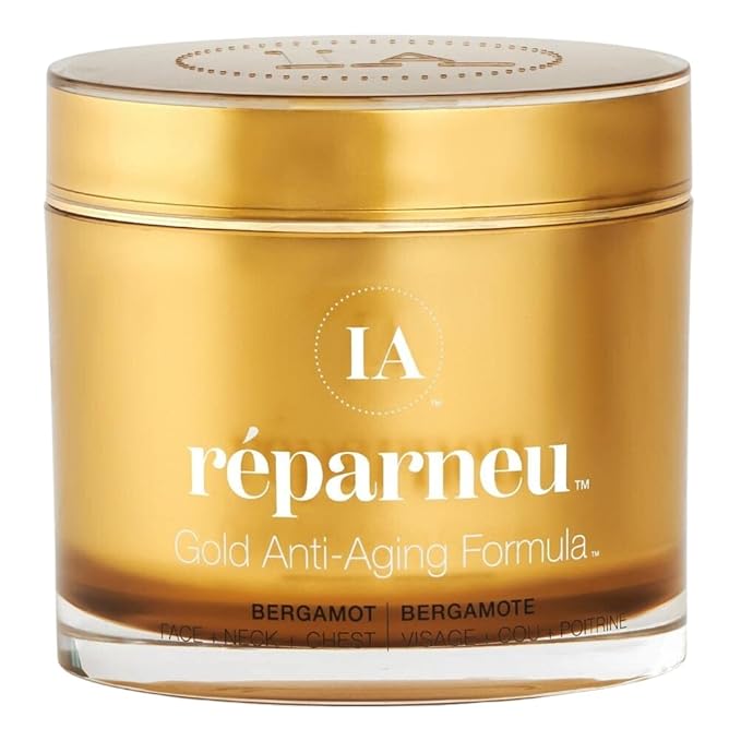 InfiniteAloe réparneu Gold Anti-Aging Formula, Neck Firming, Face Tightening, Anti Wrinkle Face Cream - Organic Aloe Powered with Collagen, Peptides & Retinyl - 6.7oz Jar