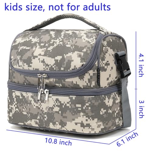 Kids Double Decker Cooler Insulated Lunch Bag Large Tote for Boys (Digital Camo)