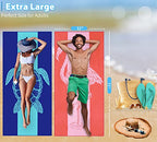 Microfiber Beach Towel with Bag Oversized 71x32 Sand Free 2 Pack (Turtle Flamingo / 71"x32")