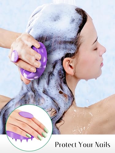 2 Pack Scalp Massager Hair Growth Scrubber for Dandruff Removal (01- Black & Purple)