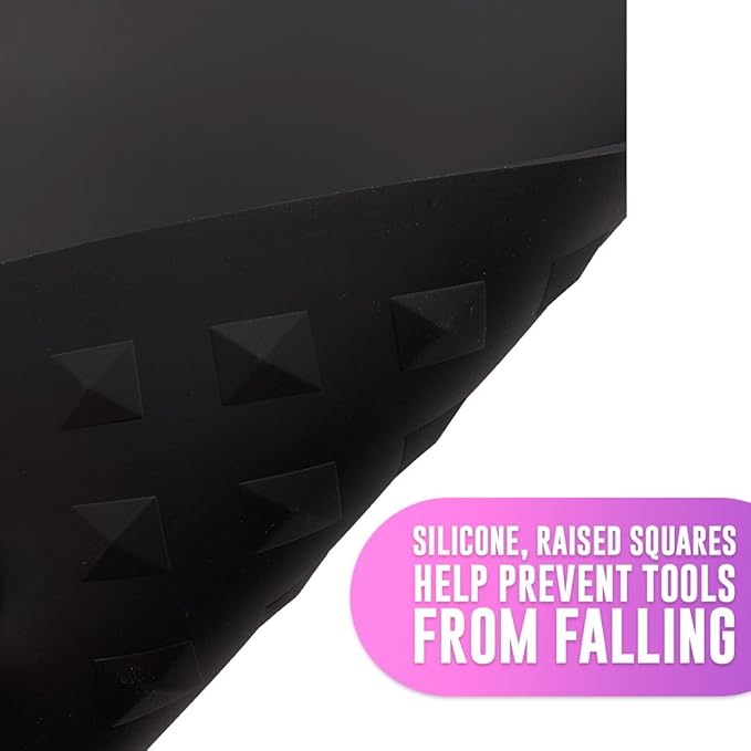 Colortrak Heat-Resistant Styling Station Mat, Silicone Mat Prevents Work Surfaces from Heat Damage of Styling Tools, Prevent Tool from Falling or Slipping, Black, 9 x 11 inches