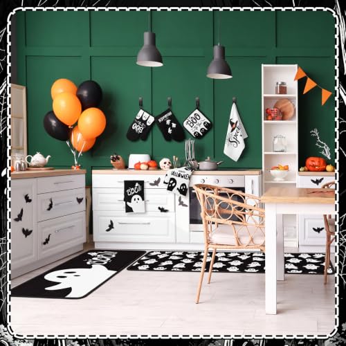 10 Pcs Halloween Kitchen Decor Set (Black, White / Cute Ghost)