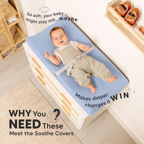 2 Pack Organic Changing Pad Covers for Girl (Blue Flax / 100% Cotton)