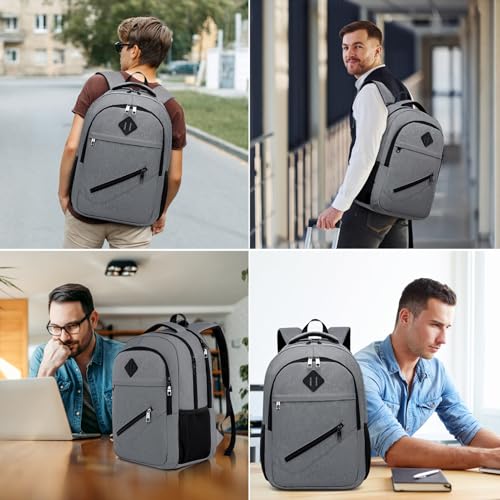 Backpack School Backpacks for Teen Boys & Girls (Grey / 17.3 Inch)