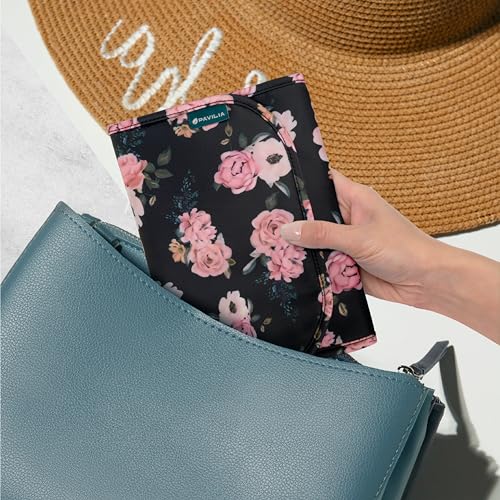 Travel Jewelry Case Organizer Roll Bag Accessories Floral Black (Floral Black)