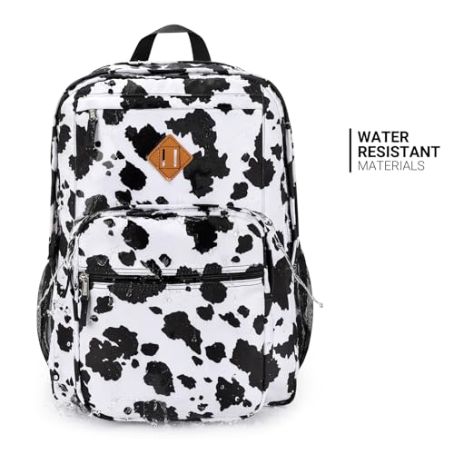 26L Backpack for College (Cow Print Black / 16.5 Inch)