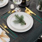 6 Pieces Stainless Steel Flatware Set Portable Reusable Cutlery Set Travel Utensils Set Including Chopsticks Knife Fork Spoon Straws Cleaning Brush Dishwasher Safe (B-Green golden)