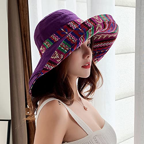 Women Summer Wide Brim Sun Hat Bucket Fishing Hats UV Protection (Medium / Qf001-zise)