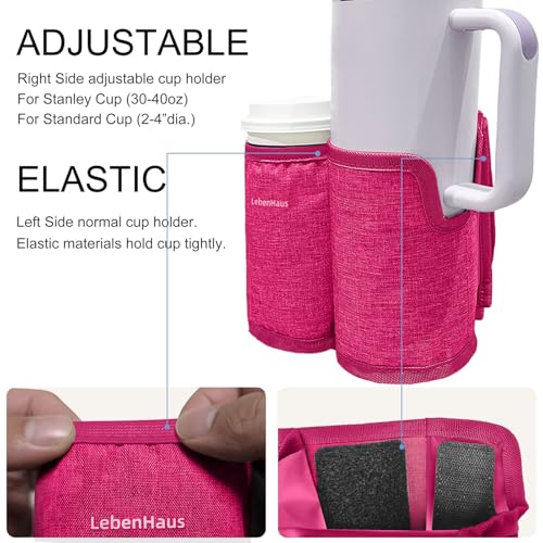 2 in 1 Luggage Cup Holder for Suitcase Airplane Drink Carrier Travel (pink)