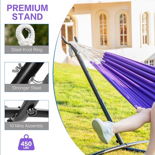 Double Hammock with Stand for Outside (Purple)